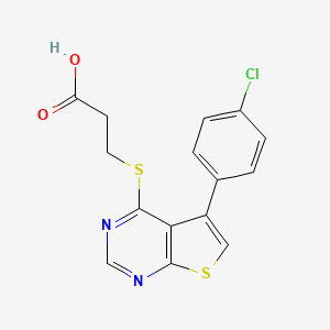 molecular formula C15H11ClN2O2S2 B2983233 3-((5-(4-Chlorophenyl)thieno[2,3-d]pyrimidin-4-yl)thio)propanoic acid CAS No. 670270-24-3