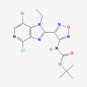 molecular formula C15H16BrClN6O3 B2983235 tert-Butyl 4-(7-bromo-4-chloro-1-ethyl-1H-imidazo[4,5-c]pyridin-2-yl)-1,2,5-oxadiazol-3-ylcarbamate CAS No. 842144-08-5
