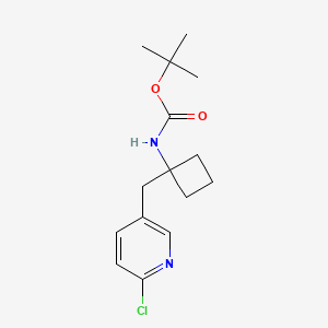molecular formula C15H21ClN2O2 B2983237 tert-butyl N-{1-[(6-chloropyridin-3-yl)methyl]cyclobutyl}carbamate CAS No. 2504203-39-6
