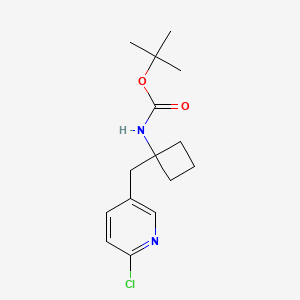 molecular formula C15H21ClN2O2 B2983237 Tert-butyl N-[1-[(6-chloropyridin-3-yl)methyl]cyclobutyl]carbamate CAS No. 2504203-39-6