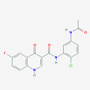 molecular formula C18H13ClFN3O3 B2983242 N-[5-(acetylamino)-2-chlorophenyl]-6-fluoro-4-hydroxyquinoline-3-carboxamide CAS No. 951995-12-3