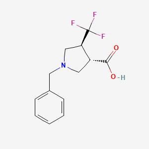 molecular formula C13H14F3NO2 B2983252 (3S,4S)-1-benzyl-4-(trifluoromethyl)pyrrolidine-3-carboxylic acid CAS No. 184844-93-7