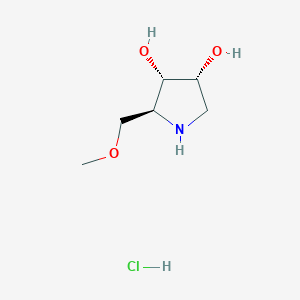 molecular formula C6H14ClNO3 B2983257 rac-(2R,3R,4S)-2-(methoxymethyl)pyrrolidine-3,4-diol hydrochloride CAS No. 2460739-59-5