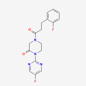 4-[3-(2-Fluorophenyl)propanoyl]-1-(5-fluoropyrimidin-2-yl)piperazin-2-one