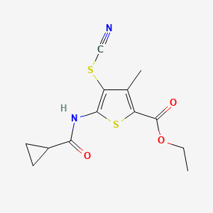 Ethyl 5-(cyclopropanecarboxamido)-3-methyl-4-thiocyanatothiophene-2-carboxylate