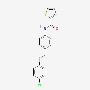 molecular formula C18H14ClNOS2 B2983314 N-(4-{[(4-chlorophenyl)sulfanyl]methyl}phenyl)-2-thiophenecarboxamide CAS No. 338398-88-2