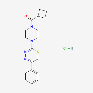 molecular formula C18H23ClN4OS B2983317 cyclobutyl(4-(5-phenyl-6H-1,3,4-thiadiazin-2-yl)piperazin-1-yl)methanone hydrochloride CAS No. 1351632-00-2