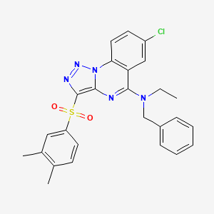 molecular formula C26H24ClN5O2S B2983318 N-BENZYL-7-CHLORO-3-(3,4-DIMETHYLBENZENESULFONYL)-N-ETHYL-[1,2,3]TRIAZOLO[1,5-A]QUINAZOLIN-5-AMINE CAS No. 904587-23-1