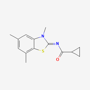 molecular formula C14H16N2OS B2983327 N-(3,5,7-trimethyl-1,3-benzothiazol-2-ylidene)cyclopropanecarboxamide CAS No. 868370-06-3