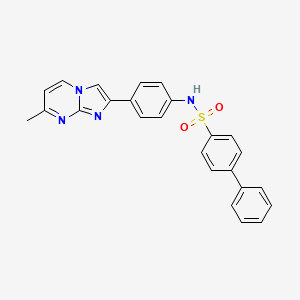 molecular formula C25H20N4O2S B2983328 N-(4-{7-methylimidazo[1,2-a]pyrimidin-2-yl}phenyl)-[1,1'-biphenyl]-4-sulfonamide CAS No. 923173-38-0