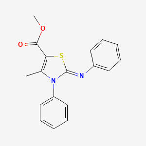 molecular formula C18H16N2O2S B2983387 Methyl 4-methyl-3-phenyl-2-phenylimino-1,3-thiazole-5-carboxylate CAS No. 84746-35-0