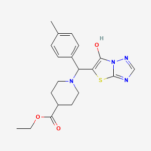 molecular formula C20H24N4O3S B2983407 Ethyl 1-((6-hydroxythiazolo[3,2-b][1,2,4]triazol-5-yl)(p-tolyl)methyl)piperidine-4-carboxylate CAS No. 868219-42-5
