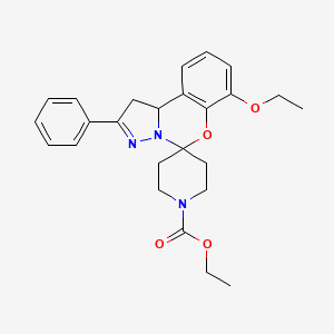 molecular formula C25H29N3O4 B2983414 Ethyl 7-ethoxy-2-phenyl-1,10b-dihydrospiro[benzo[e]pyrazolo[1,5-c][1,3]oxazine-5,4'-piperidine]-1'-carboxylate CAS No. 899983-80-3