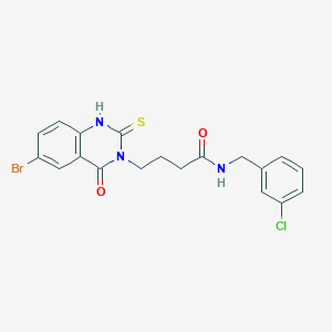 4-(6-bromo-4-oxo-2-sulfanylidene-1H-quinazolin-3-yl)-N-[(3-chlorophenyl)methyl]butanamide