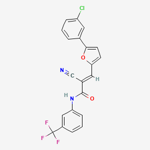 molecular formula C21H12ClF3N2O2 B2983457 (2E)-3-[5-(3-chlorophenyl)-2-furyl]-2-cyano-N-[3-(trifluoromethyl)phenyl]acrylamide CAS No. 313262-32-7