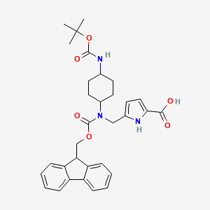 molecular formula C32H37N3O6 B2983458 5-(((((9H-fluoren-9-yl)methoxy)carbonyl)(4-((tert-butoxycarbonyl)amino)cyclohexyl)amino)methyl)-1H-pyrrole-2-carboxylic acid CAS No. 2137568-41-1