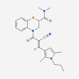 molecular formula C24H28N4O3 B2983463 4-[(E)-2-Cyano-3-(2,5-dimethyl-1-propylpyrrol-3-yl)prop-2-enoyl]-N,N-dimethyl-2,3-dihydro-1,4-benzoxazine-2-carboxamide CAS No. 1111520-01-4