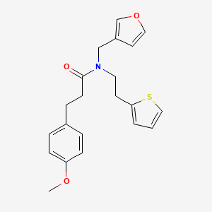 molecular formula C21H23NO3S B2983470 N-(furan-3-ylmethyl)-3-(4-methoxyphenyl)-N-(2-(thiophen-2-yl)ethyl)propanamide CAS No. 1428365-40-5