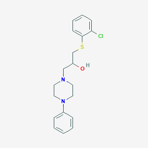 molecular formula C19H23ClN2OS B2983478 1-[(2-Chlorophenyl)sulfanyl]-3-(4-phenylpiperazino)-2-propanol CAS No. 338421-69-5