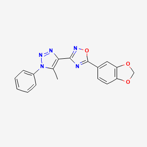 molecular formula C18H13N5O3 B2983484 5-(1,3-benzodioxol-5-yl)-3-(5-methyl-1-phenyl-1H-1,2,3-triazol-4-yl)-1,2,4-oxadiazole CAS No. 1251630-74-6