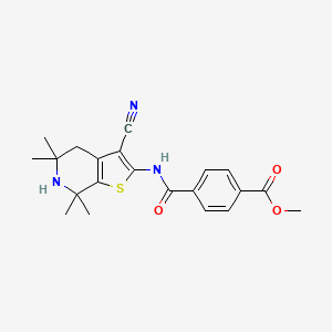 molecular formula C21H23N3O3S B2983492 methyl 4-({3-cyano-5,5,7,7-tetramethyl-4H,5H,6H,7H-thieno[2,3-c]pyridin-2-yl}carbamoyl)benzoate CAS No. 896680-28-7