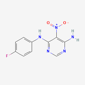 molecular formula C10H8FN5O2 B2983496 N-(4-fluorophenyl)-5-nitropyrimidine-4,6-diamine CAS No. 450345-06-9