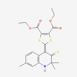 molecular formula C21H23NO4S3 B2983501 diethyl 2-(2,2,7-trimethyl-3-thioxo-2,3-dihydroquinolin-4(1H)-ylidene)-1,3-dithiole-4,5-dicarboxylate CAS No. 296272-64-5