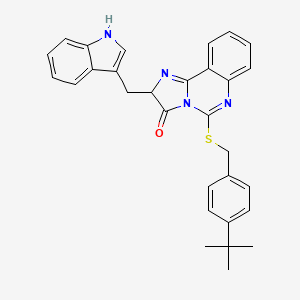 molecular formula C30H28N4OS B2983513 5-{[(4-tert-butylphenyl)methyl]sulfanyl}-2-[(1H-indol-3-yl)methyl]-2H,3H-imidazo[1,2-c]quinazolin-3-one CAS No. 1024256-35-6