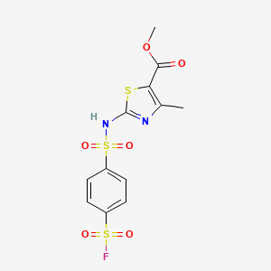 molecular formula C12H11FN2O6S3 B2983540 Methyl 2-[(4-fluorosulfonylphenyl)sulfonylamino]-4-methyl-1,3-thiazole-5-carboxylate CAS No. 1607324-01-5