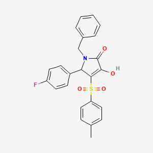 molecular formula C24H20FNO4S B2983546 1-benzyl-5-(4-fluorophenyl)-3-hydroxy-4-tosyl-1H-pyrrol-2(5H)-one CAS No. 1021217-67-3