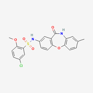 molecular formula C21H17ClN2O5S B2983548 5-氯-2-甲氧基-N-(8-甲基-11-氧代-10,11-二氢二苯并[b,f][1,4]恶二杂环-2-基)苯磺酰胺 CAS No. 922093-84-3