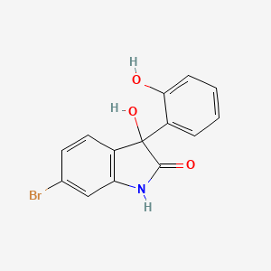 molecular formula C14H10BrNO3 B2983558 6-bromo-3-hydroxy-3-(2-hydroxyphenyl)-1,3-dihydro-2H-indol-2-one CAS No. 866043-44-9