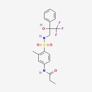 molecular formula C19H21F3N2O4S B2983560 N-(3-甲基-4-(N-(3,3,3-三氟-2-羟基-2-苯基丙基)磺酰基)苯基)丙酰胺 CAS No. 1448075-63-5
