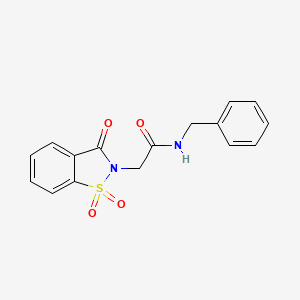molecular formula C16H14N2O4S B2983580 N-benzyl-2-(1,1-dioxido-3-oxobenzo[d]isothiazol-2(3H)-yl)acetamide CAS No. 325766-98-1