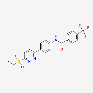 molecular formula C20H16F3N3O3S B2983613 N-(4-(6-(ethylsulfonyl)pyridazin-3-yl)phenyl)-4-(trifluoromethyl)benzamide CAS No. 1005307-75-4