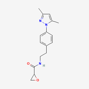 B2983636 N-[2-[4-(3,5-Dimethylpyrazol-1-yl)phenyl]ethyl]oxirane-2-carboxamide CAS No. 2418704-37-5