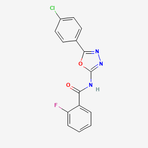 molecular formula C15H9ClFN3O2 B2983689 N-[5-(4-chlorophenyl)-1,3,4-oxadiazol-2-yl]-2-fluorobenzamide CAS No. 865287-22-5