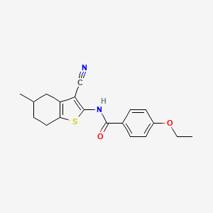 molecular formula C19H20N2O2S B2983706 N-(3-cyano-5-methyl-4,5,6,7-tetrahydro-1-benzothiophen-2-yl)-4-ethoxybenzamide CAS No. 313404-16-9