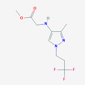 molecular formula C10H14F3N3O2 B2983714 Methyl 2-[[3-methyl-1-(3,3,3-trifluoropropyl)pyrazol-4-yl]amino]acetate CAS No. 2247206-89-7