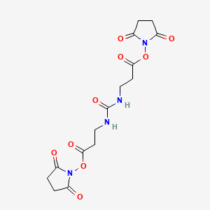 molecular formula C15H18N4O9 B2983734 Bis(2,5-dioxopyrrolidin-1-yl) 3,3'-(carbonylbis(azanediyl))dipropionate CAS No. 2185840-20-2