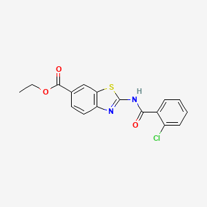 molecular formula C17H13ClN2O3S B2983752 Ethyl 2-(2-chlorobenzamido)benzo[d]thiazole-6-carboxylate CAS No. 888409-52-7