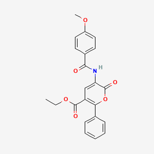 molecular formula C22H19NO6 B2983778 ethyl 3-[(4-methoxybenzoyl)amino]-2-oxo-6-phenyl-2H-pyran-5-carboxylate CAS No. 338404-95-8