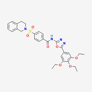 4-((3,4-dihydroisoquinolin-2(1H)-yl)sulfonyl)-N-(5-(3,4,5-triethoxyphenyl)-1,3,4-oxadiazol-2-yl)benzamide