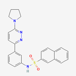 molecular formula C24H22N4O2S B2983860 N-(3-(6-(pyrrolidin-1-yl)pyridazin-3-yl)phenyl)naphthalene-2-sulfonamide CAS No. 898442-17-6