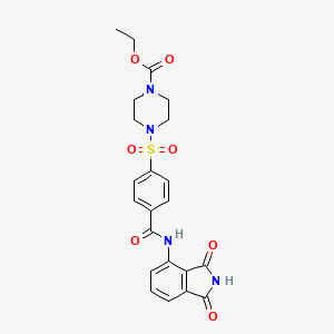 molecular formula C22H22N4O7S B2983893 Ethyl 4-[4-[(1,3-dioxoisoindol-4-yl)carbamoyl]phenyl]sulfonylpiperazine-1-carboxylate CAS No. 398998-57-7