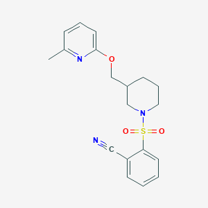 B2983937 2-[3-[(6-Methylpyridin-2-yl)oxymethyl]piperidin-1-yl]sulfonylbenzonitrile CAS No. 2379976-25-5