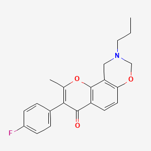 molecular formula C21H20FNO3 B2984004 3-(4-fluorophenyl)-2-methyl-9-propyl-9,10-dihydrochromeno[8,7-e][1,3]oxazin-4(8H)-one CAS No. 1010874-98-2