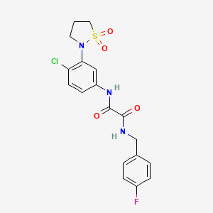 molecular formula C18H17ClFN3O4S B2984011 N1-(4-chloro-3-(1,1-dioxidoisothiazolidin-2-yl)phenyl)-N2-(4-fluorobenzyl)oxalamide CAS No. 1105216-30-5