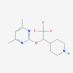 molecular formula C13H18F3N3O B2984048 4,6-Dimethyl-2-(2,2,2-trifluoro-1-piperidin-4-ylethoxy)pyrimidine CAS No. 2380169-11-7