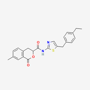 molecular formula C23H22N2O3S B2984049 N-[5-(4-ethylbenzyl)-1,3-thiazol-2-yl]-7-methyl-1-oxo-3,4-dihydro-1H-isochromene-3-carboxamide CAS No. 874466-49-6